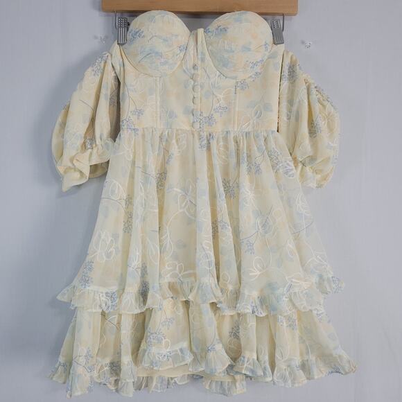 Adeirlina Summer in Tuscany Mini Dress size XS floral coquette milkmaid fairy - Picture 2 of 11